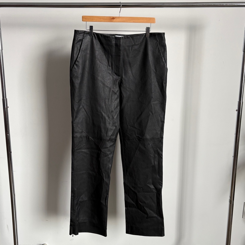 NWOT Black St. John Leather Pants with Ankle Zippers Sz 12